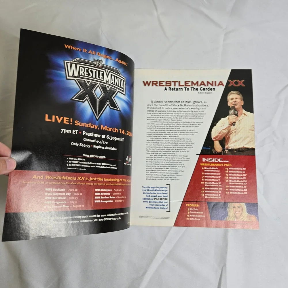 Dish Network Guide To WrestleMania XX March 2004‎ Vintage Y2K WWE Collectible